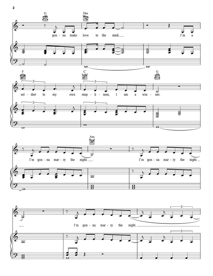Marry The Night Marry The Night Piano, Vocal, Guitar scores gallery preview page 2