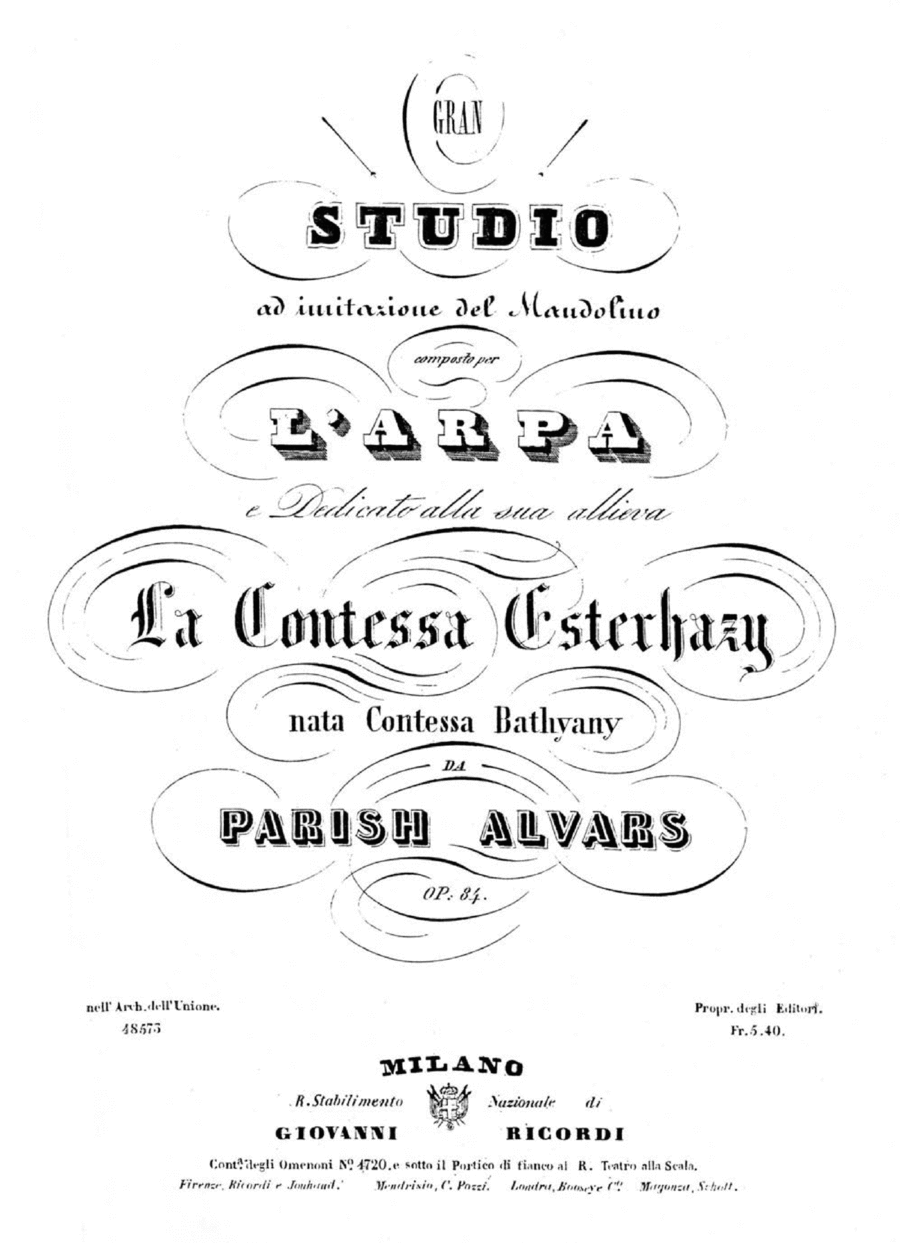 Ricordi di Napoli No. 2 Il Mandolino, op. 84 Harp scores gallery preview page 1