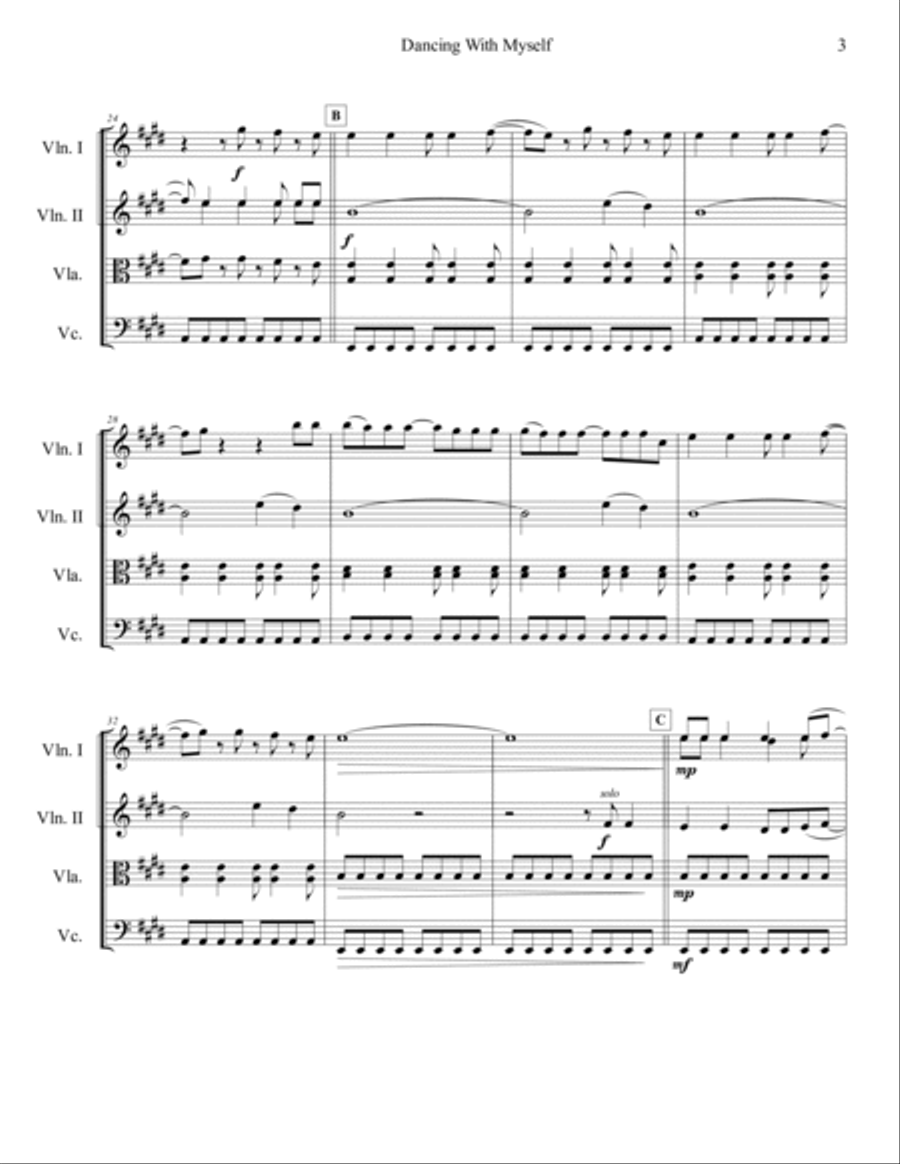 Dancing With Myself Dancing With Myself String Quartet scores gallery preview page 4