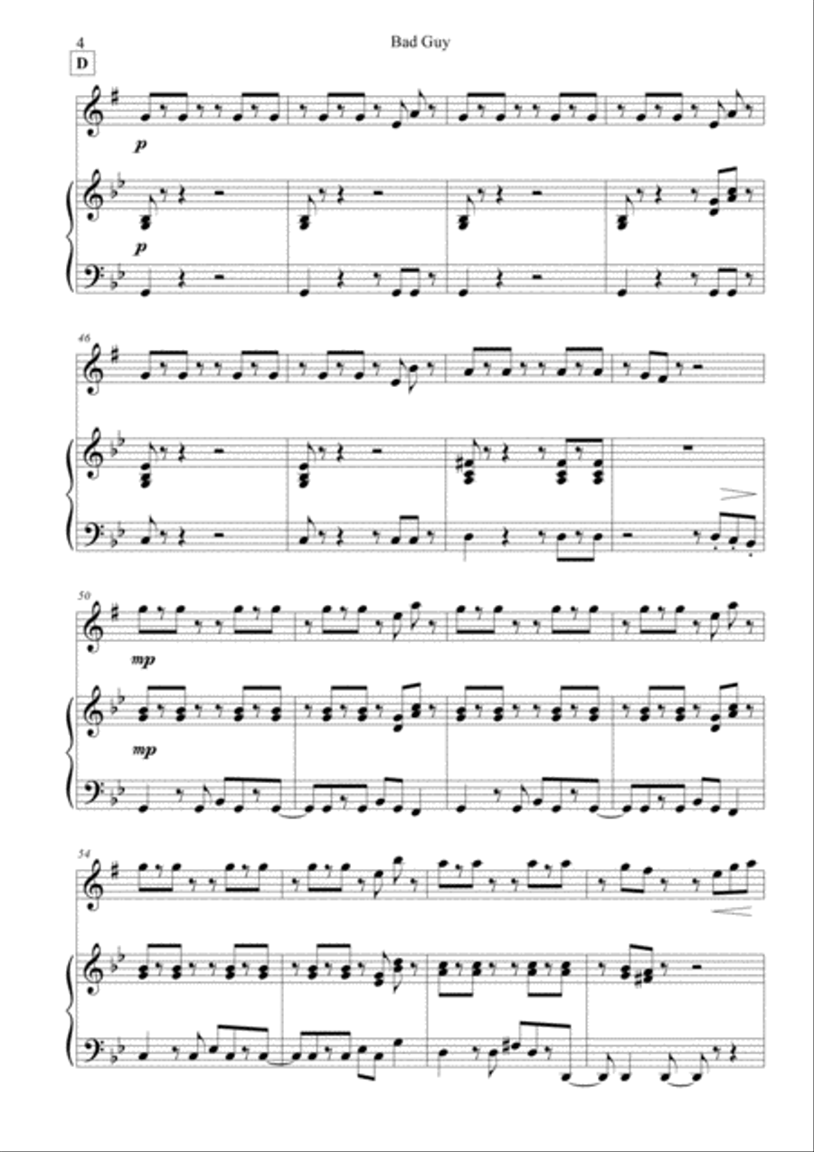 Bad Guy Small Ensemble scores gallery preview page 4