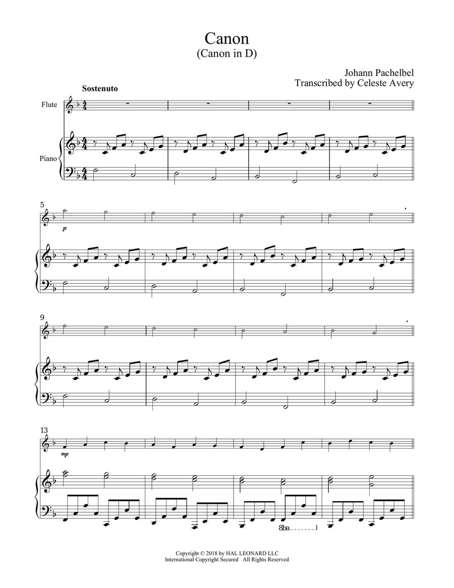 Canon In D Canon In D Flute Solo scores gallery preview page 1
