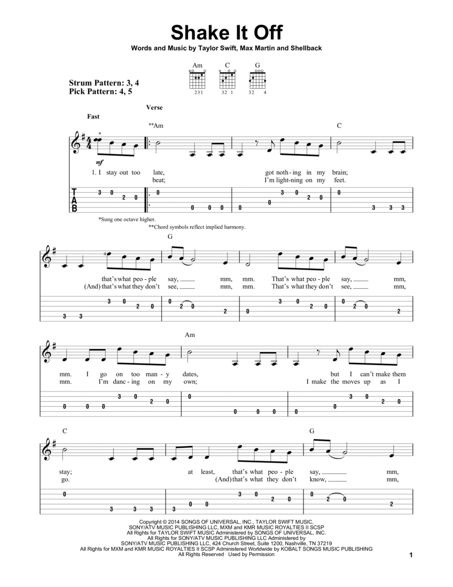 Shake It Off Shake It Off Acoustic Guitar scores gallery preview page 1