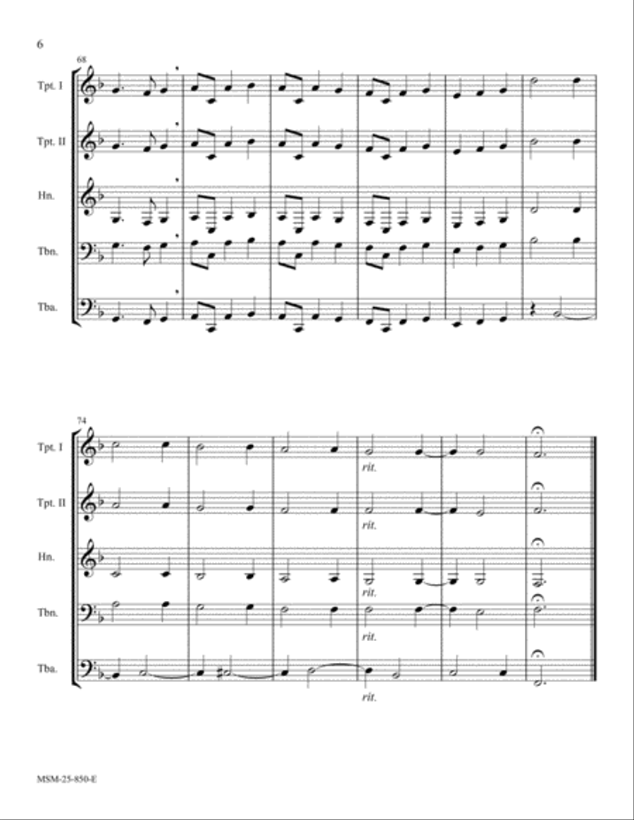 Holy God, We Praise Your Name Brass Quintet scores gallery preview page 6