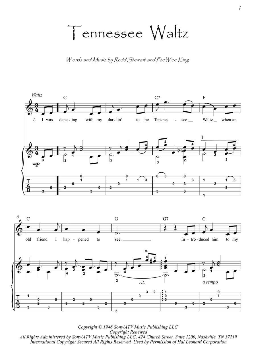 Tennessee Waltz Electric Guitar scores gallery preview page 1