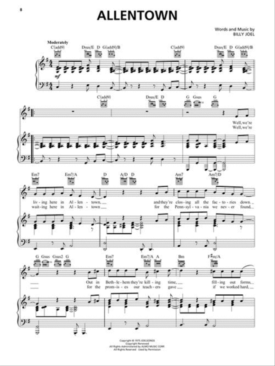 Billy Joel – Greatest Hits, Volume I & II Piano, Vocal, Guitar scores gallery preview page 9