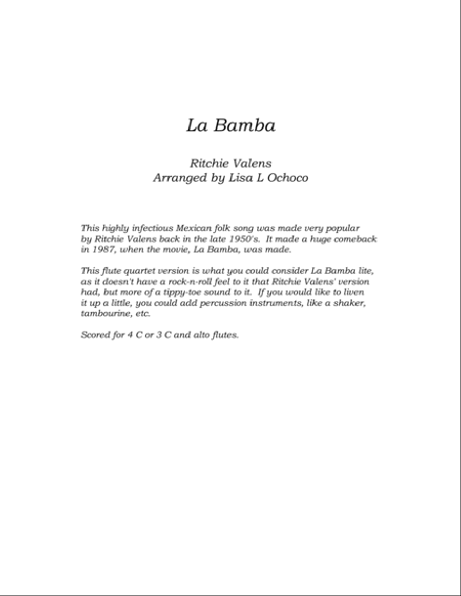 La Bamba Flute Quartet scores gallery preview page 4