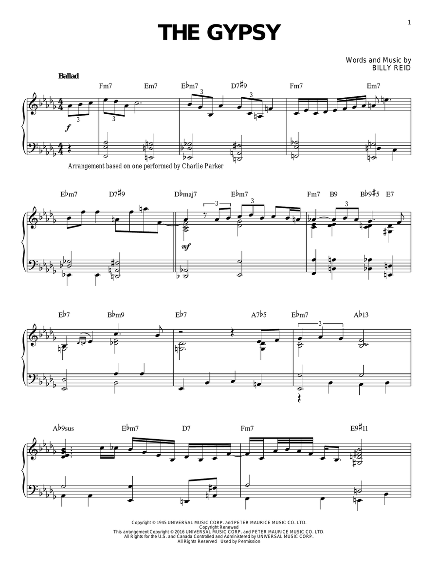 The Gypsy (arr. Brent Edstrom) Piano Solo scores gallery preview page 1