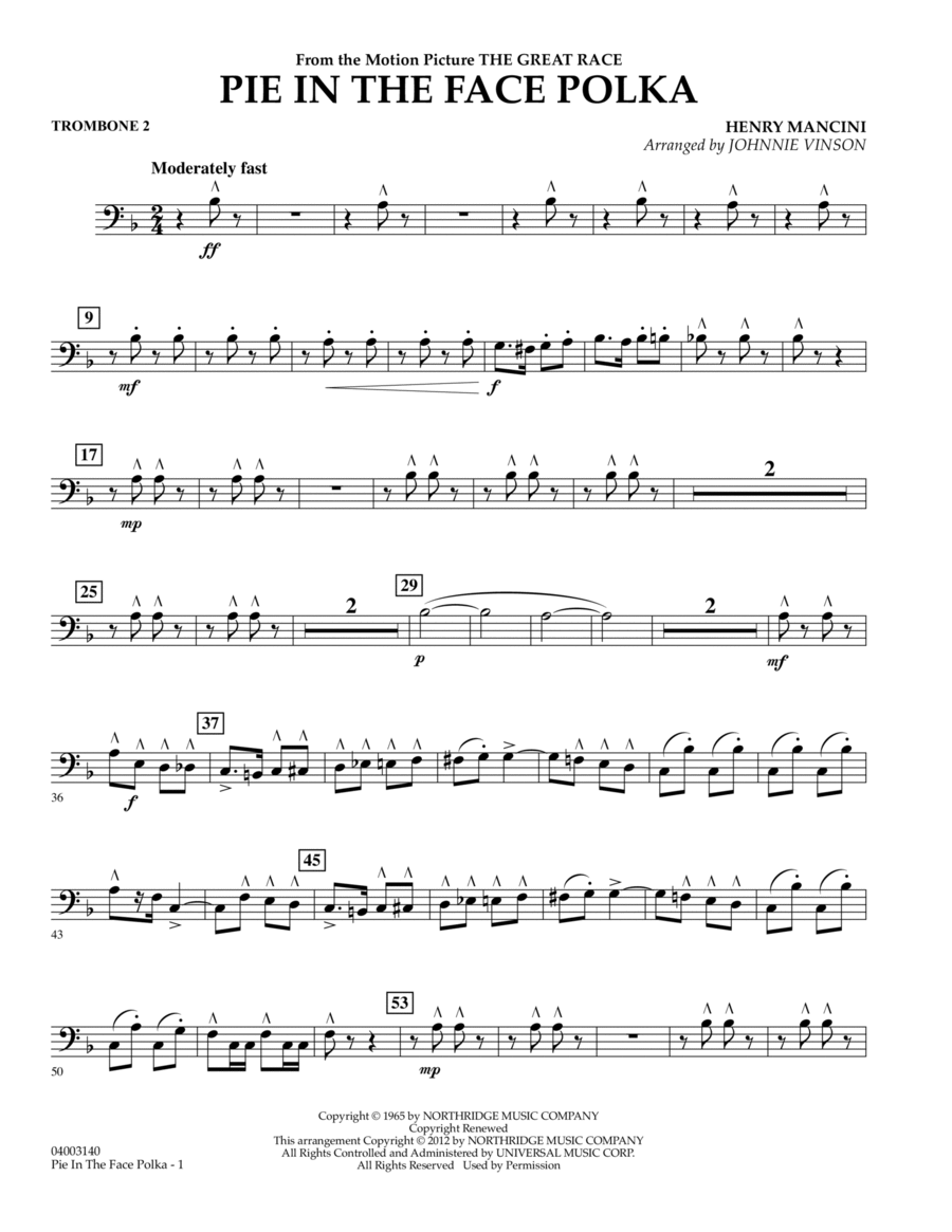 Pie In The Face Polka - Trombone 2 Concert Band scores gallery preview page 1