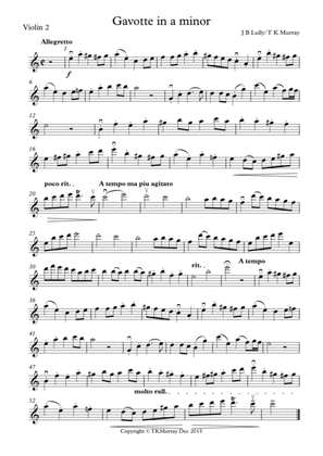 Book cover for Lully - Gavotte - 2nd. Violin Part - Suzuki Bk.2