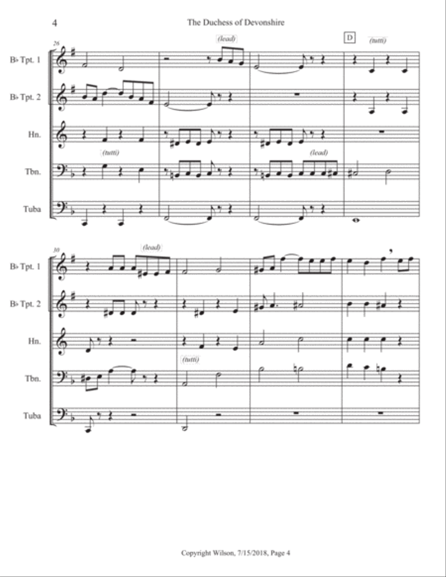 The Duchess of Devonshire Brass Quintet scores gallery preview page 5