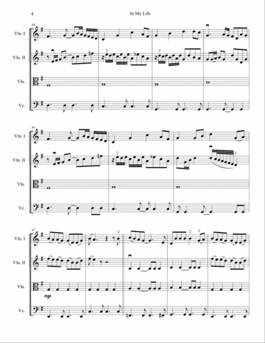 In My Life In My Life String Quartet scores gallery preview page 4
