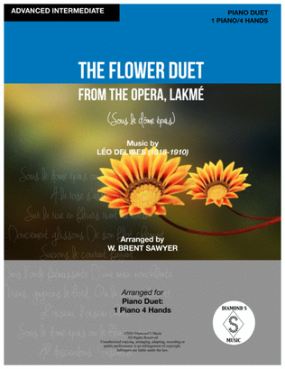 Book cover for Flower Duet from Lakme - (Sous le dome epais) by Leo Delibes - Piano Duet