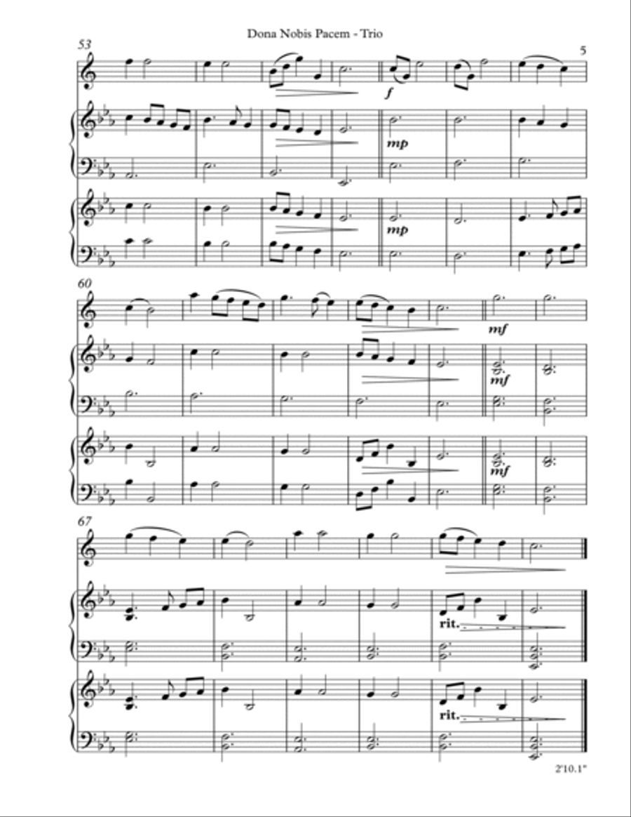 Dona Nobis Pacem, Trio for Eb Alto Saxophone, Harp, Piano image number null