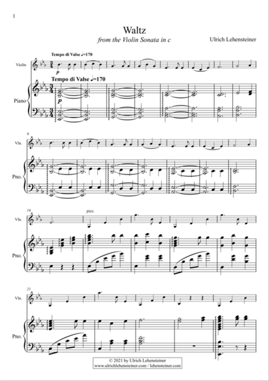 Waltz (from the Violin Sonata in c) Chamber Music scores gallery preview page 2