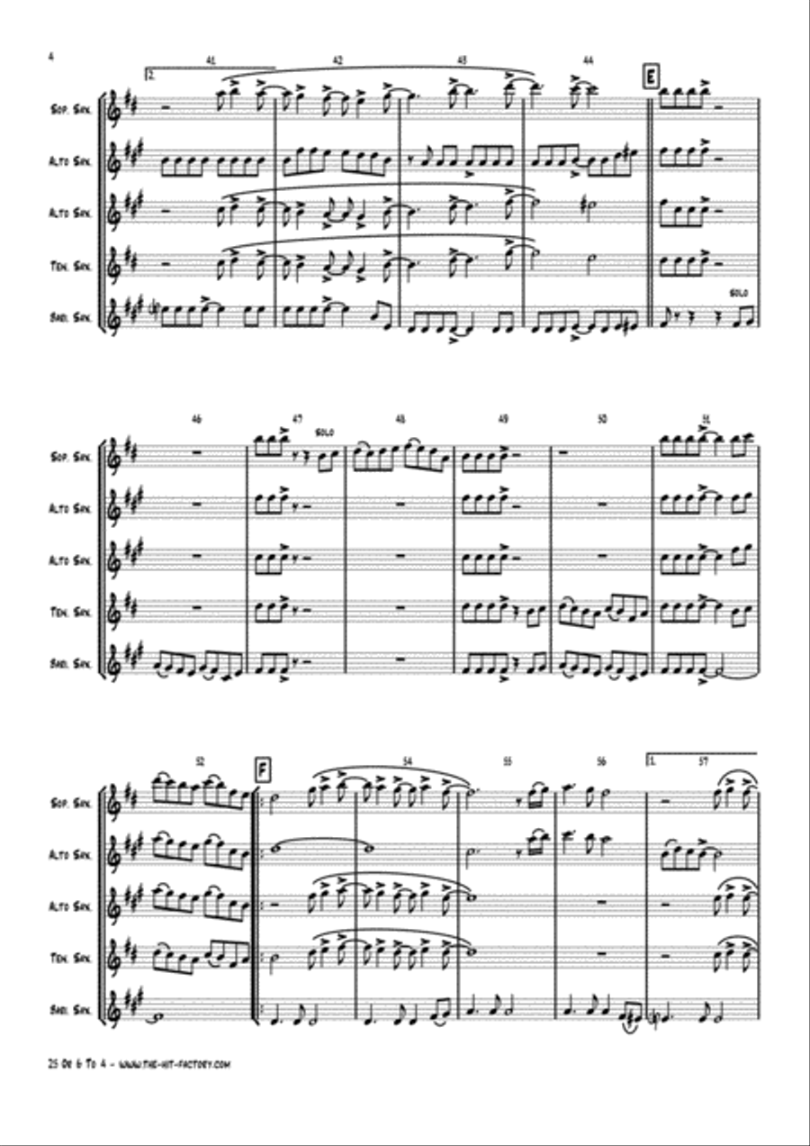 25 Or 6 To 4 25 Or 6 To 4 Saxophone Quintet scores gallery preview page 4