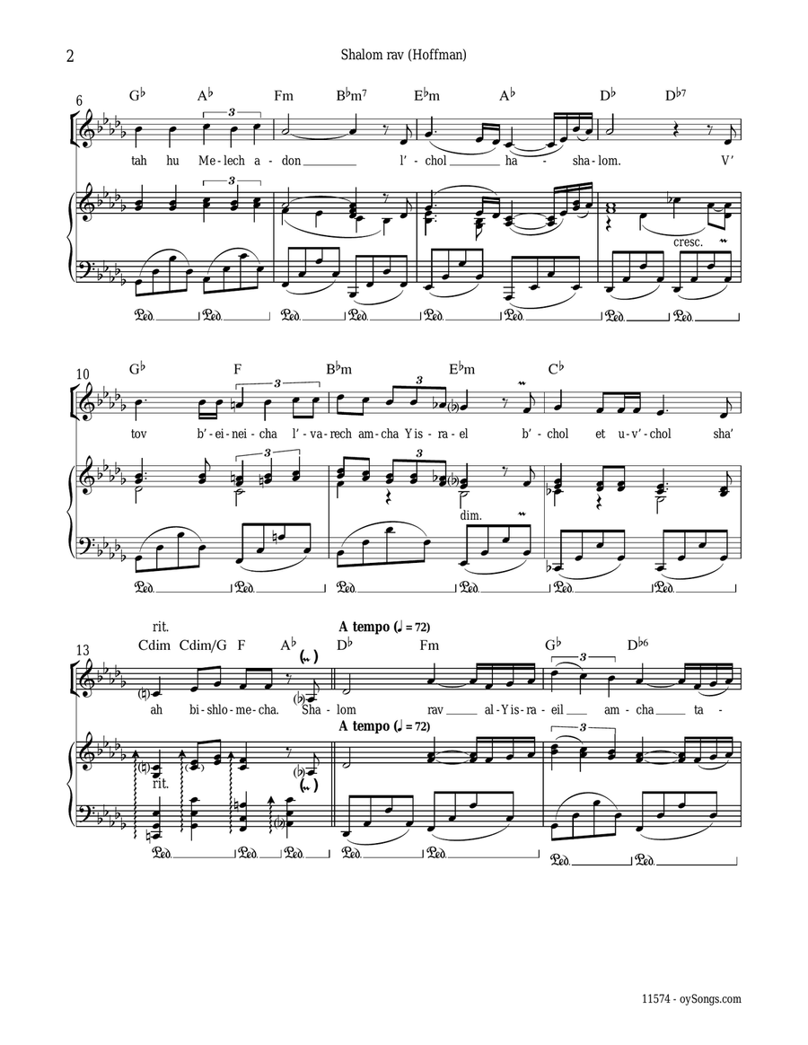 Shalom Rav Shalom Rav Mixed Choir scores gallery preview page 2