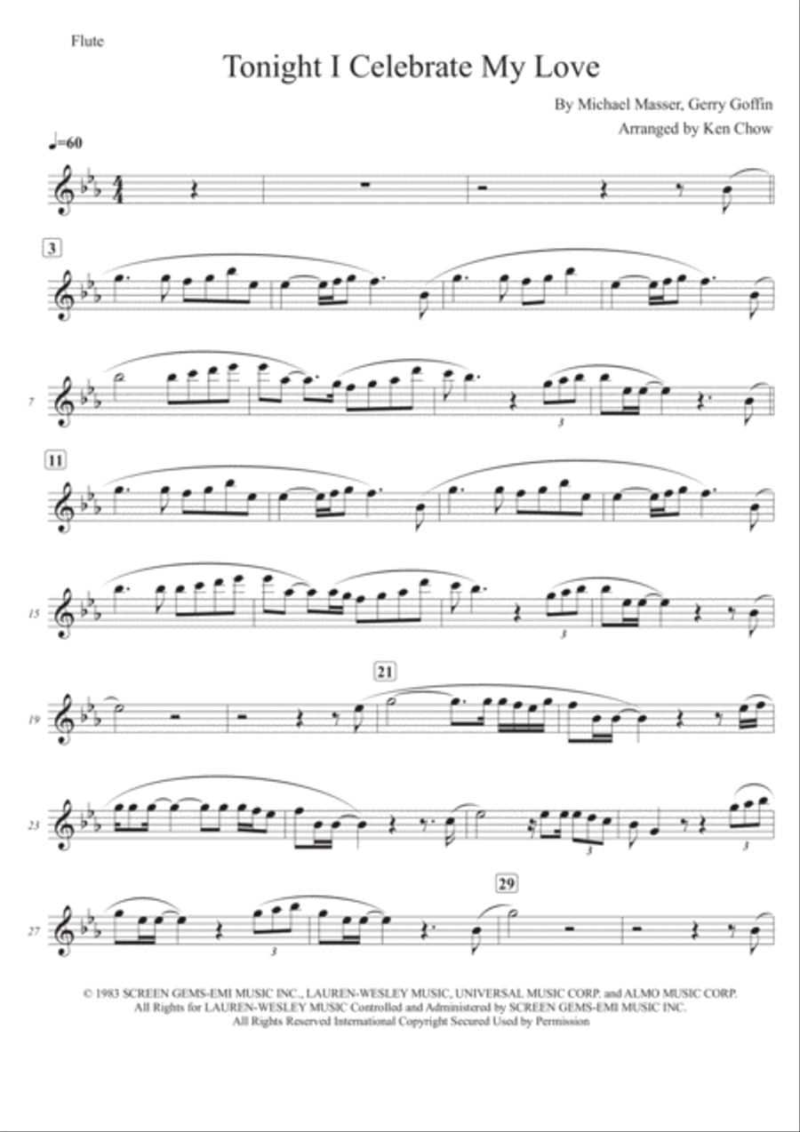 Tonight, I Celebrate My Love Flute Solo scores gallery preview page 2