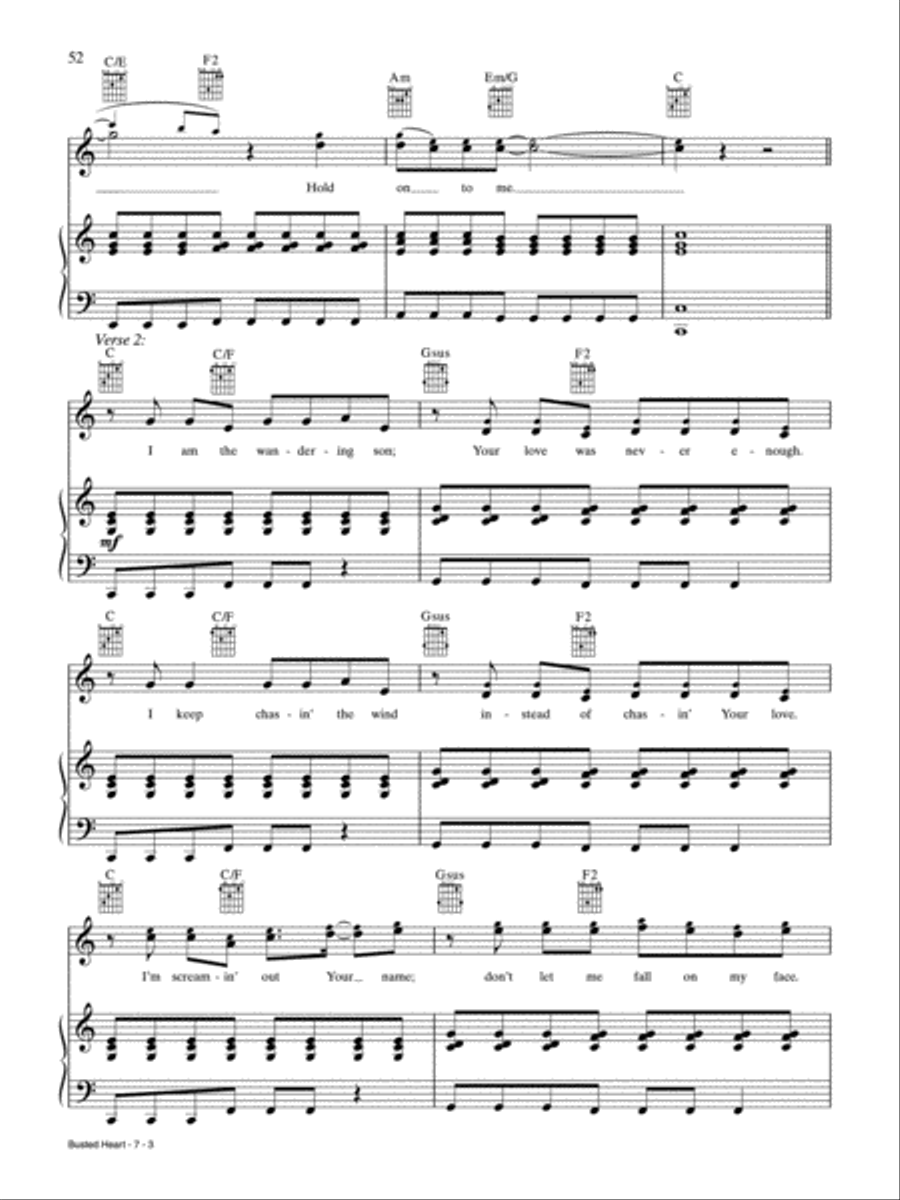 Busted Heart (Hold on to Me) Piano, Vocal, Guitar scores gallery preview page 3