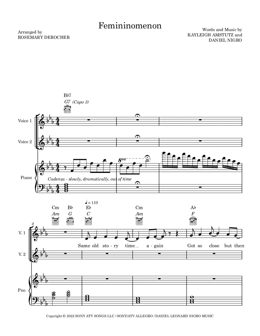 Femininomenon Piano, Vocal, Guitar scores gallery preview page 1