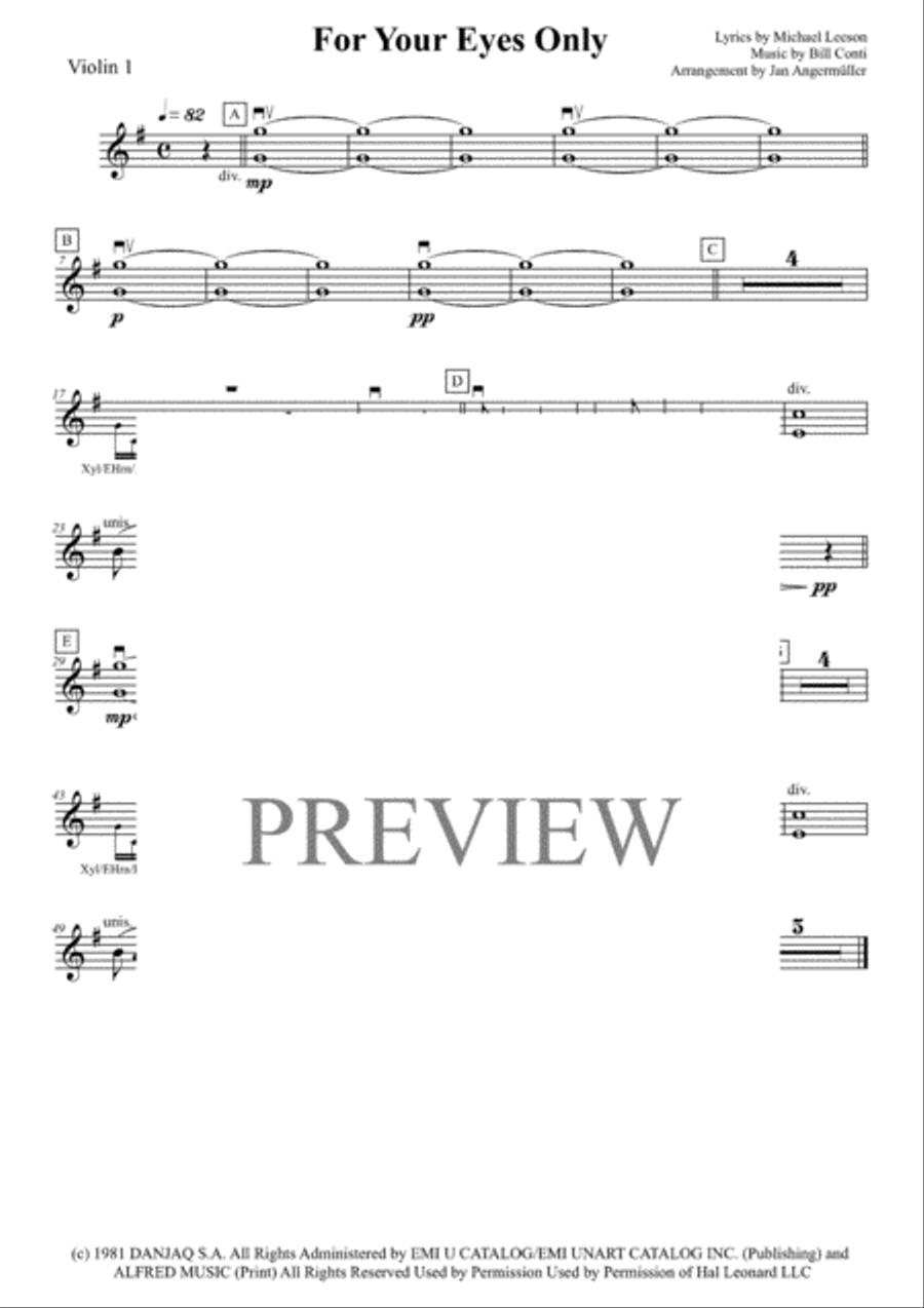 For Your Eyes Only Violin Solo scores gallery preview page 1
