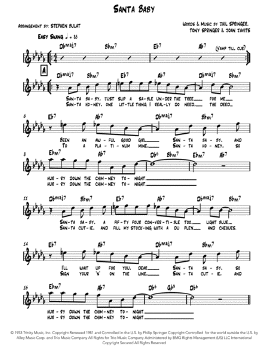 Santa Baby Piano, Vocal, Guitar scores gallery preview page 1
