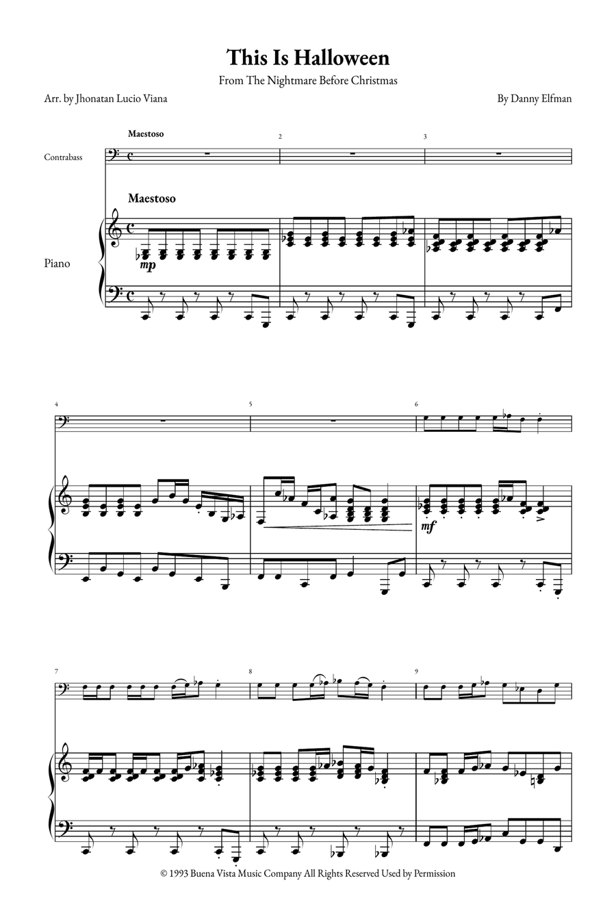 This Is Halloween Double Bass scores gallery preview page 1
