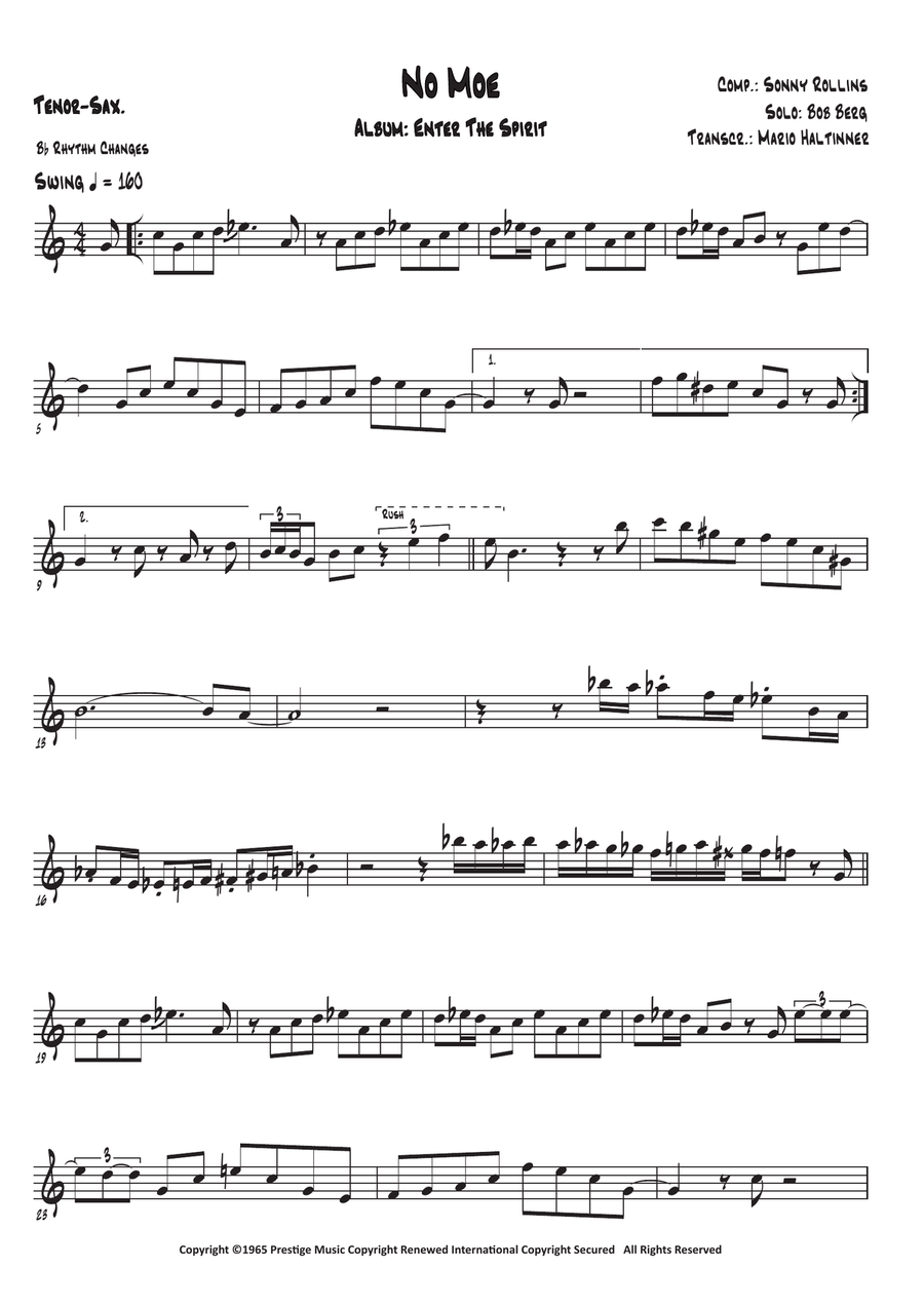No Moe No Moe Tenor Saxophone scores gallery preview page 2