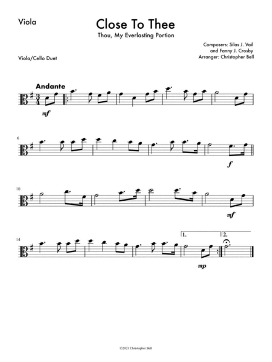 Close To Thee - Viola/Cello Duet String Duet scores gallery preview page 2