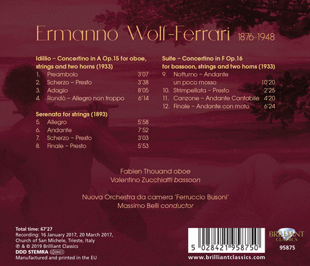 Wolf-Ferrari: Idillio Concertino; Serenata; Suite Concertino