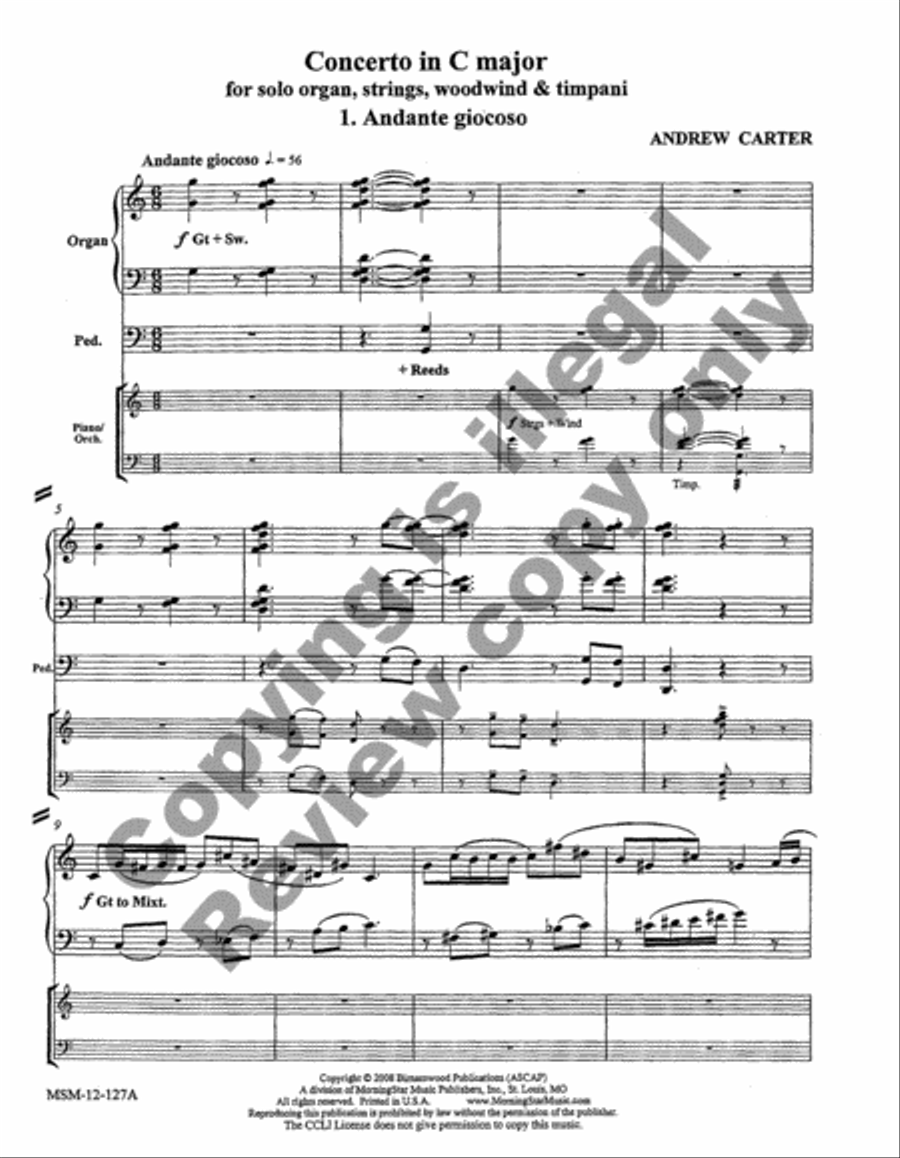 Concerto in C Major (Piano Reduction Score)