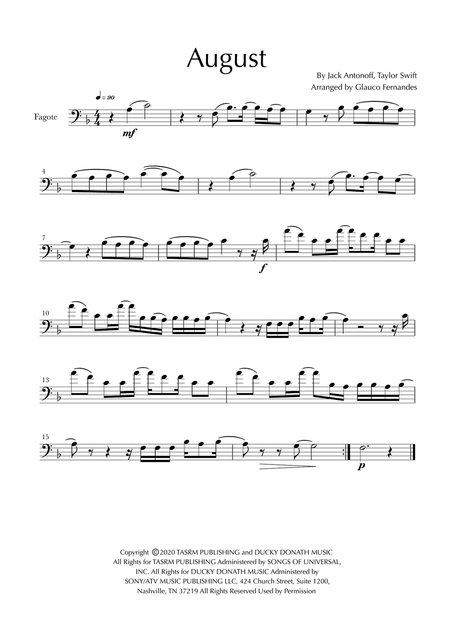 August Bassoon Solo scores gallery preview page 1