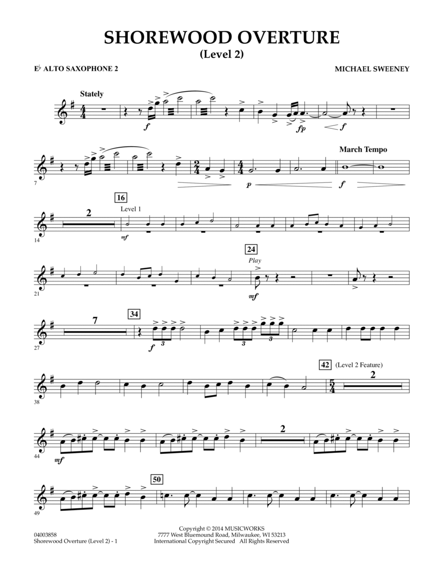 Shorewood Overture (for Multi-level Combined Bands) - Eb Alto Saxophone 2 (Level 2)
