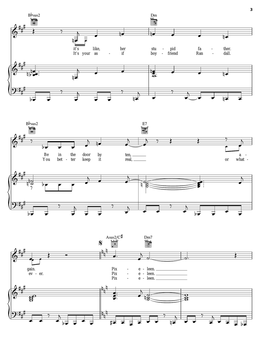 Pixeleen Piano, Vocal, Guitar scores gallery preview page 3