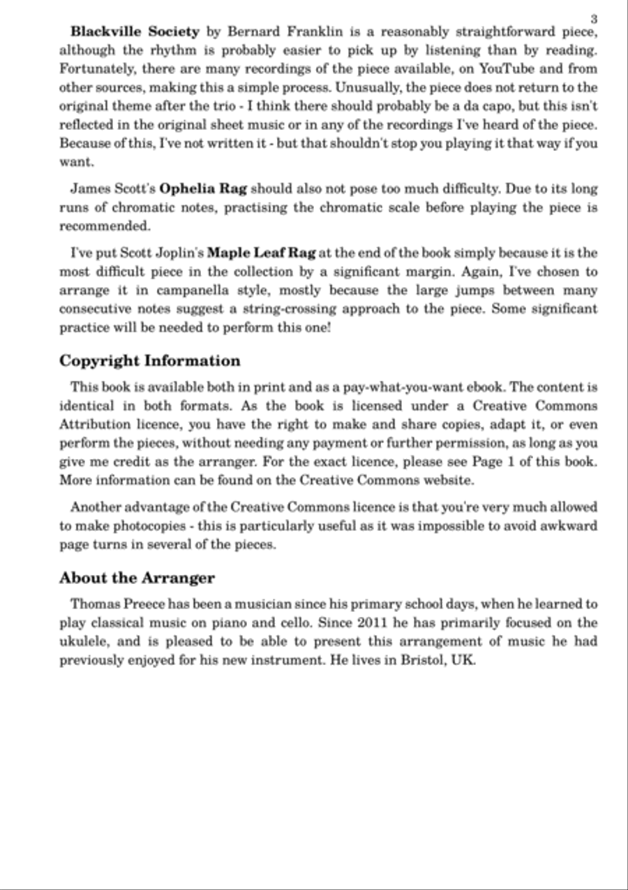 Rags and Cakewalks Arranged for ukulele and bass by Thomas Preece String Duet scores gallery preview page 4