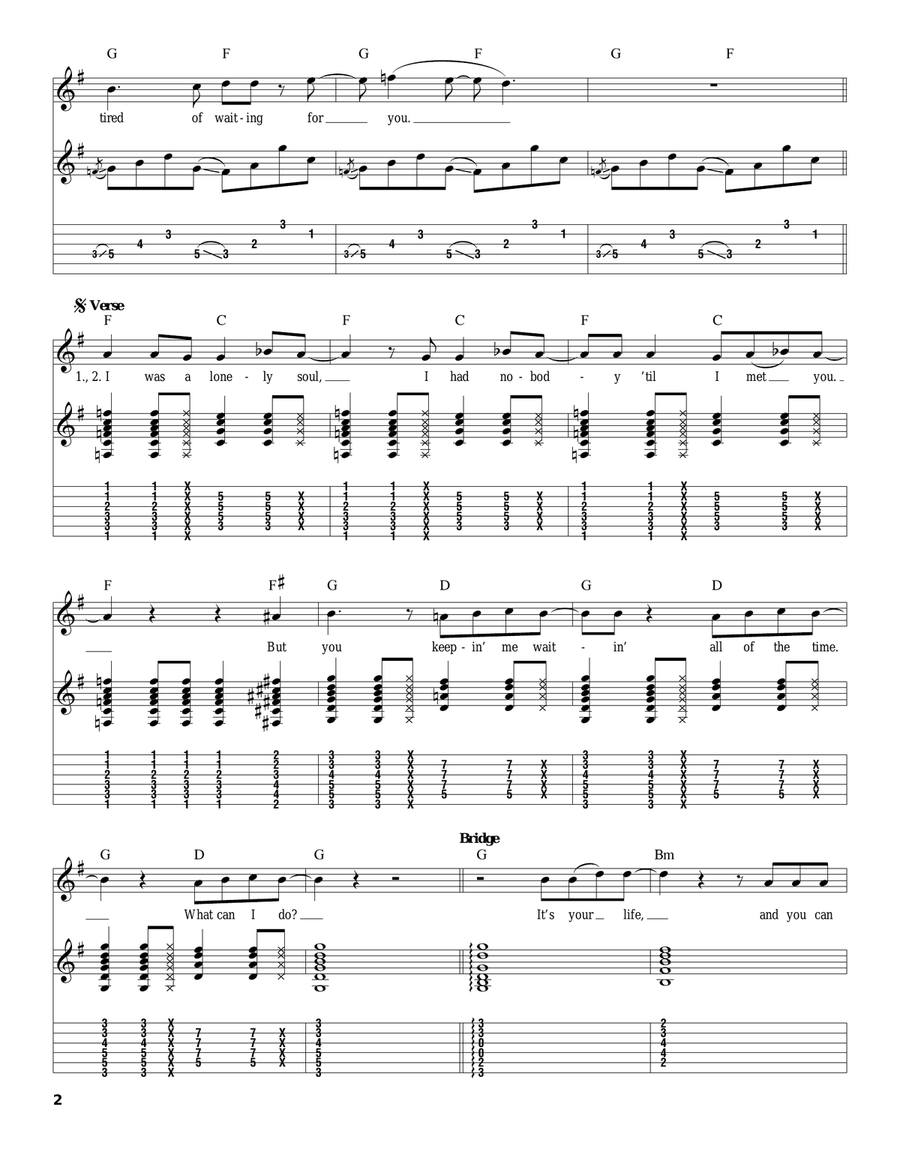 (So) Tired Of Waiting For You Acoustic Guitar scores gallery preview page 2