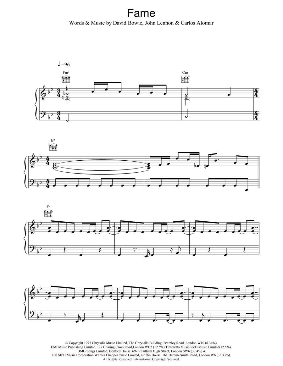 Fame Piano, Vocal, Guitar scores gallery preview page 1