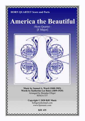 America the Beautiful - Horn Quartet Score and Parts PDF