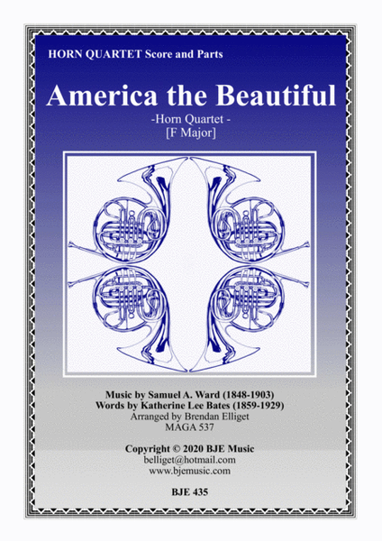 America the Beautiful - Horn Quartet Score and Parts PDF image number null