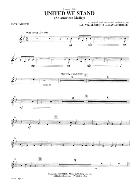 United We Stand (An American Medley): 2nd B-flat Trumpet