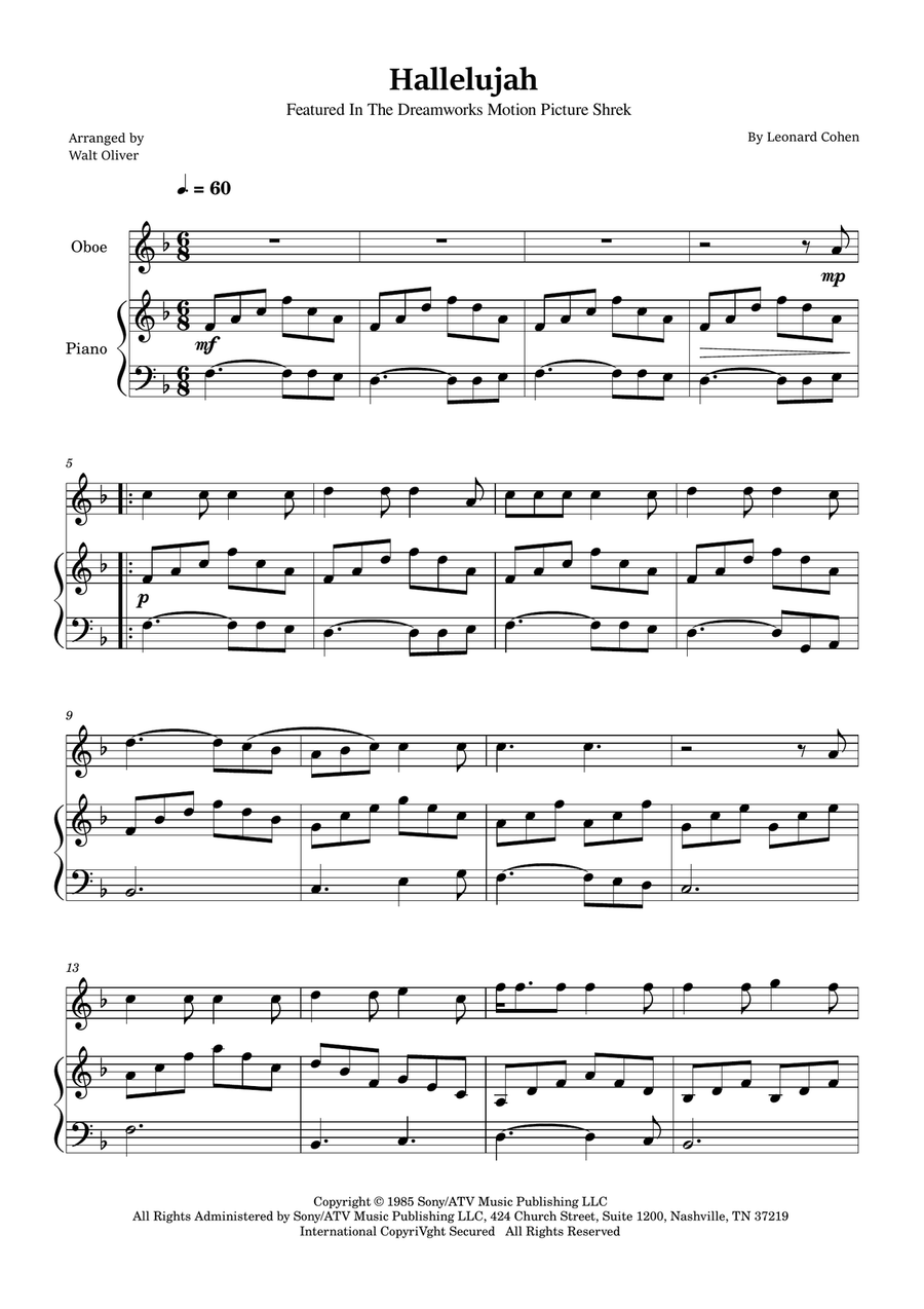 Hallelujah Piano scores gallery preview page 1