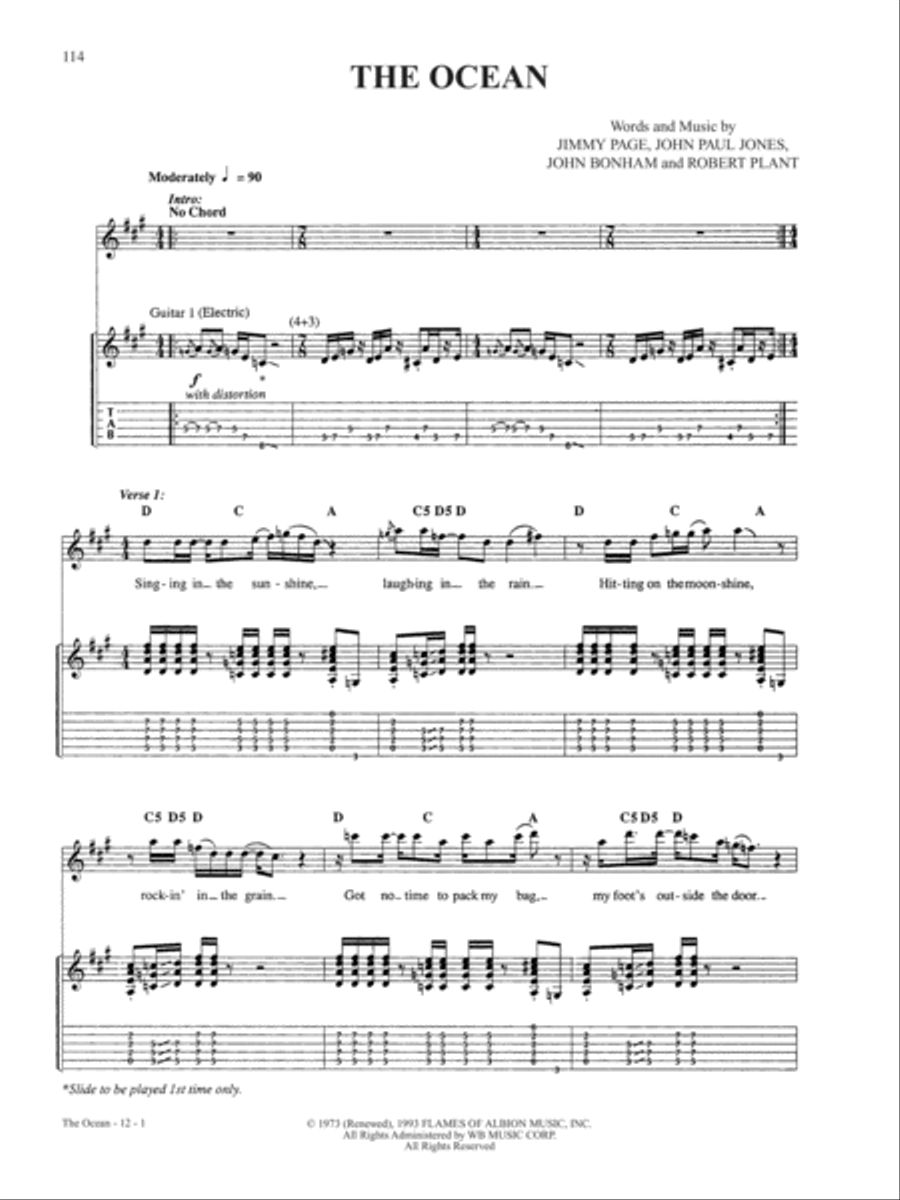 The Ocean Guitar Tablature scores gallery preview page 1