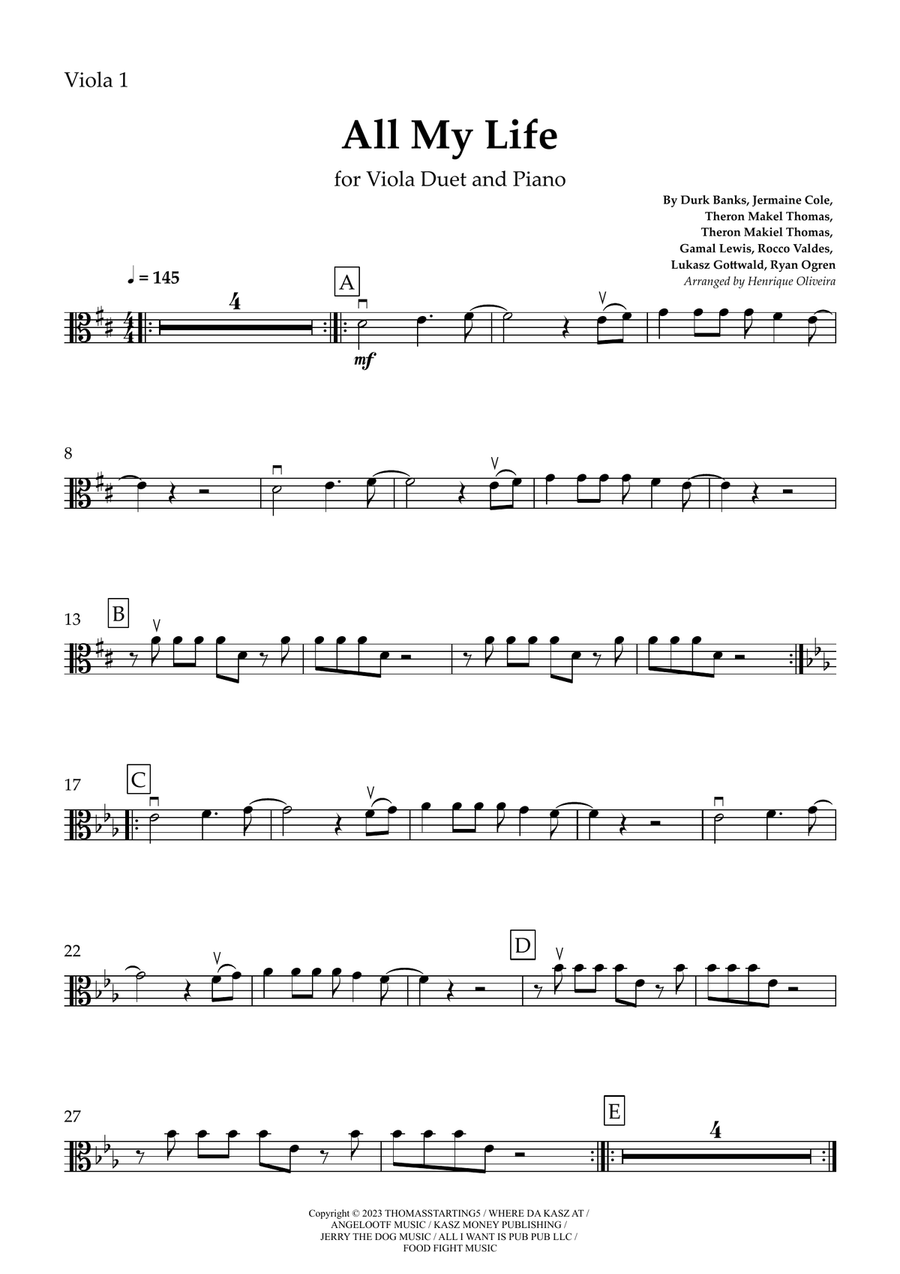 All My Life String Duet scores gallery preview page 4