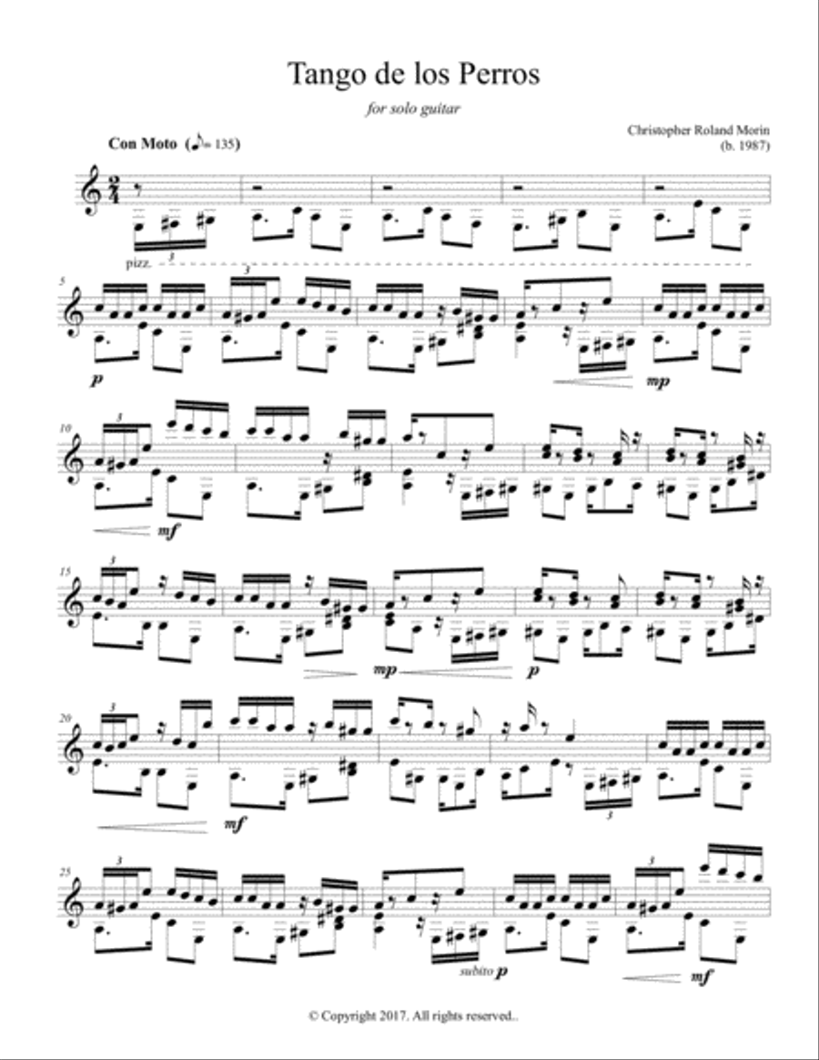 Tango de los Perros Classical Guitar scores gallery preview page 1