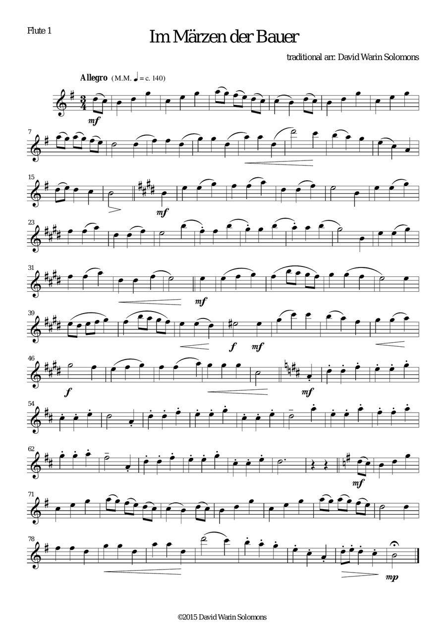 Im Märzen der Bauer (In springtime the farmer) for 2 flutes and guitar Flute scores gallery preview page 4