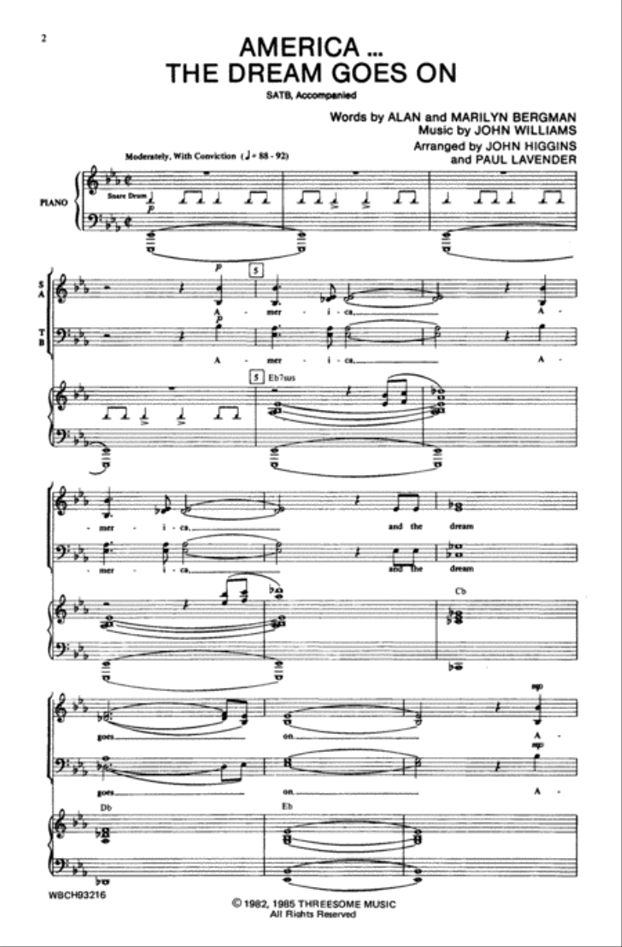 America . . . the Dream Goes On 4-Part scores gallery preview page 2