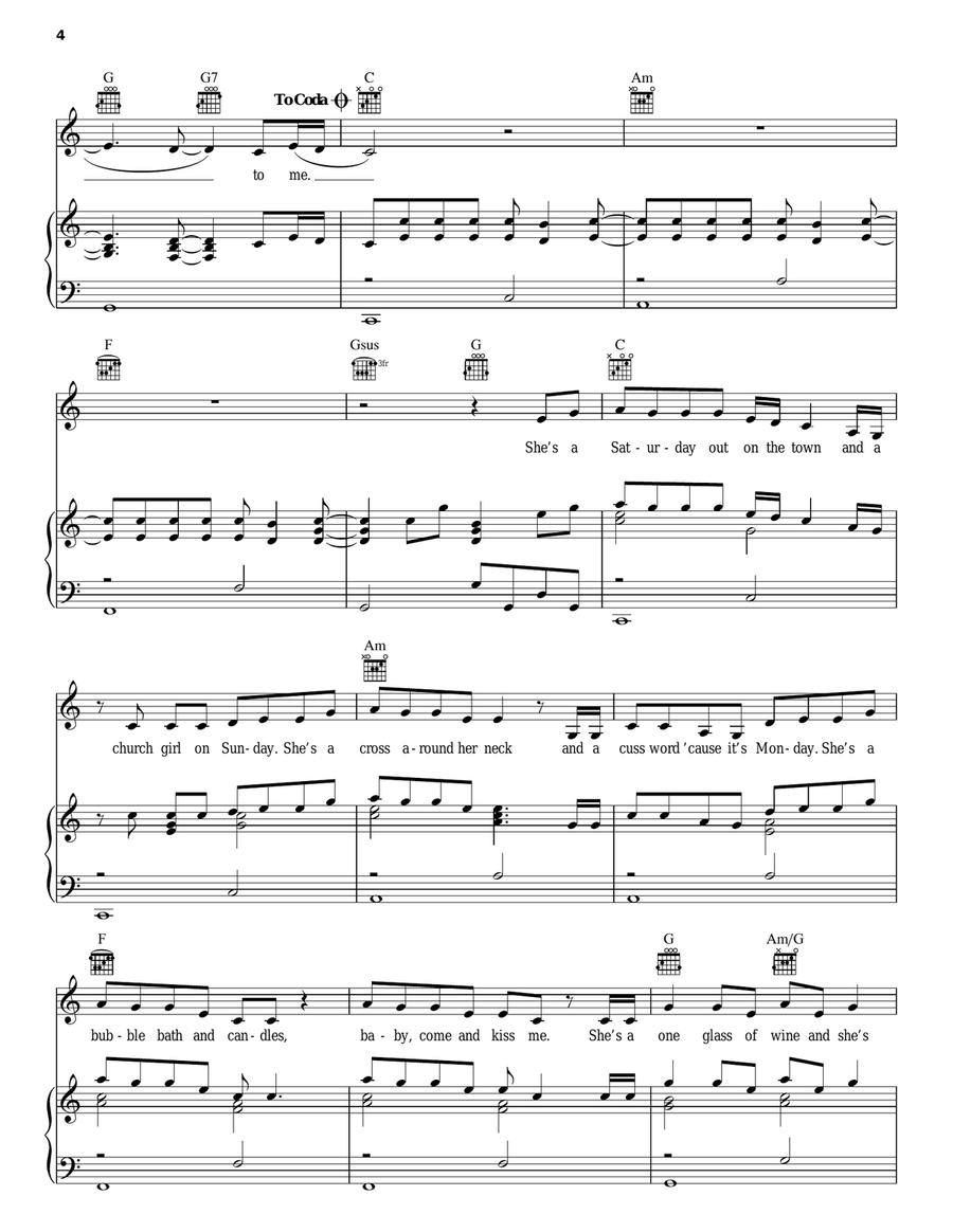 She's Everything Piano, Vocal, Guitar scores gallery preview page 4