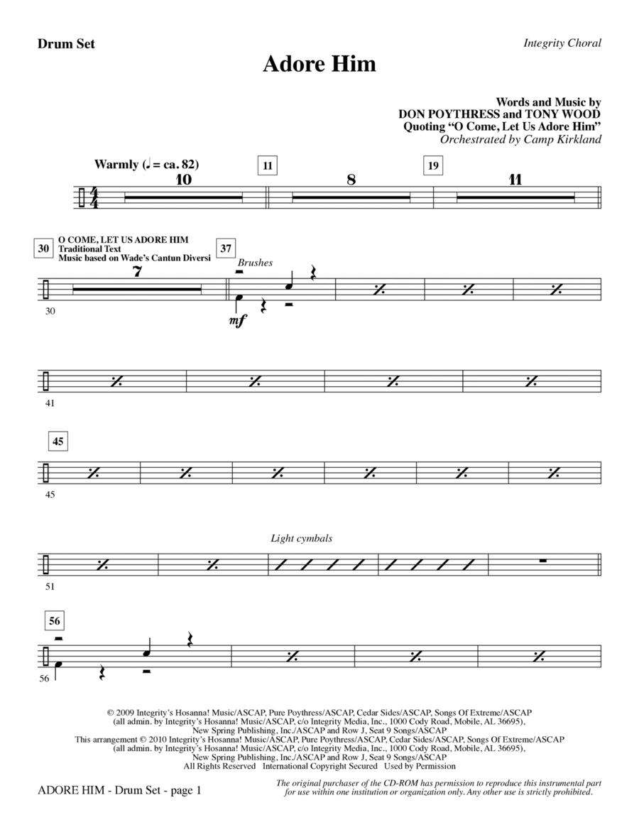 Adore Him - Drum Set Choir scores gallery preview page 1
