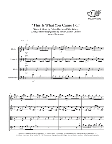 This Is What You Came For - String Quartet - Calvin Harris/Rihanna arr. Cellobat