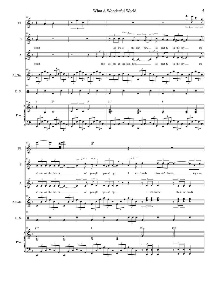 What A Wonderful World Alto Voice scores gallery preview page 5