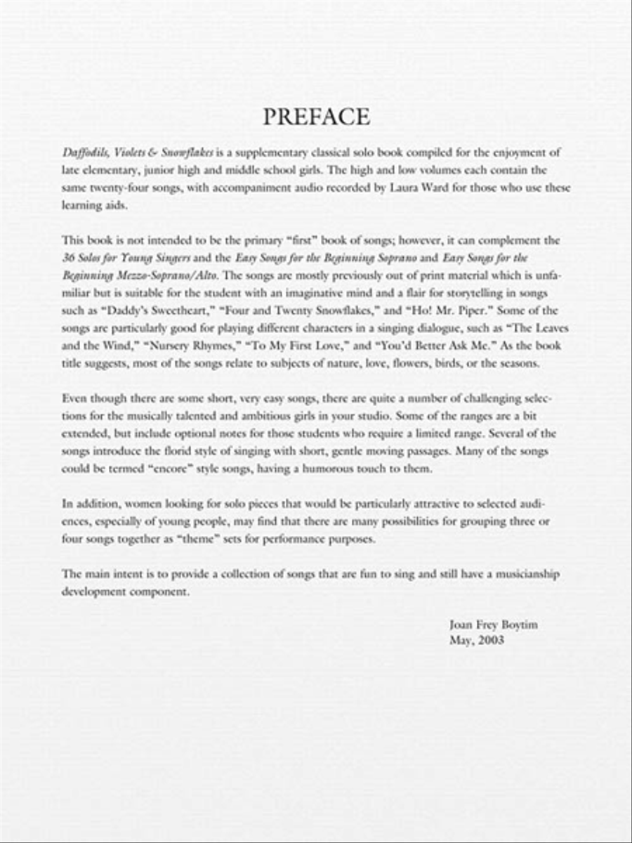 Daffodils, Violets and Snowflakes – Low Voice Low Voice scores gallery preview page 3